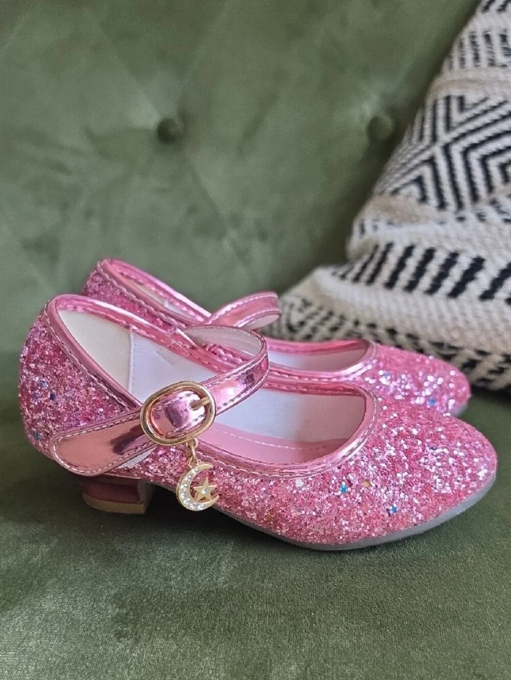 Girls Pink Glitter Mary Jane Dress Shoes